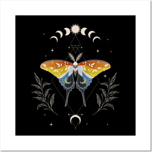 Aroace Luna Moth Cottagecore LGBT Aromantic Asexual Pride Flag Posters and Art